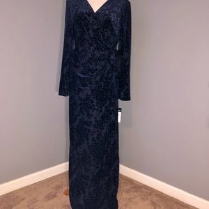NWT Ralph Lauren Navy Velvet Burnout Gown